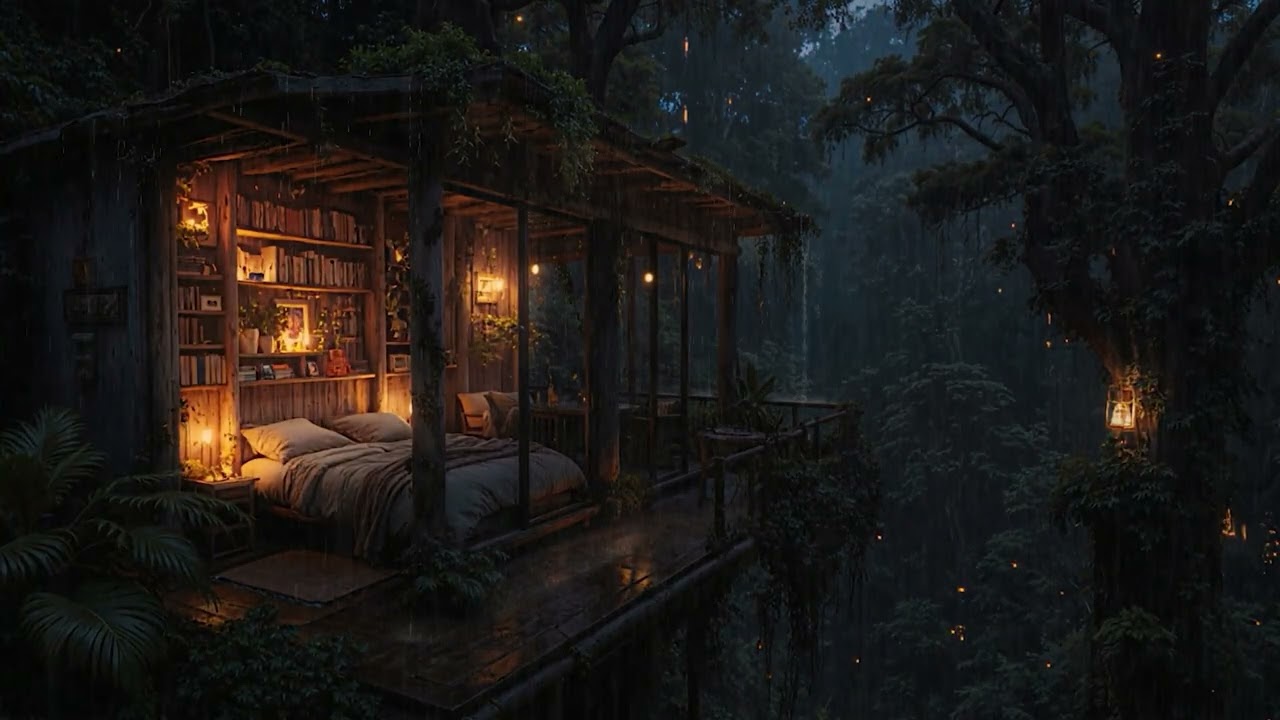 Steady Rainfall Surrounding a Hidden Cabin 🌧️ | Perfect Sleep White Noise