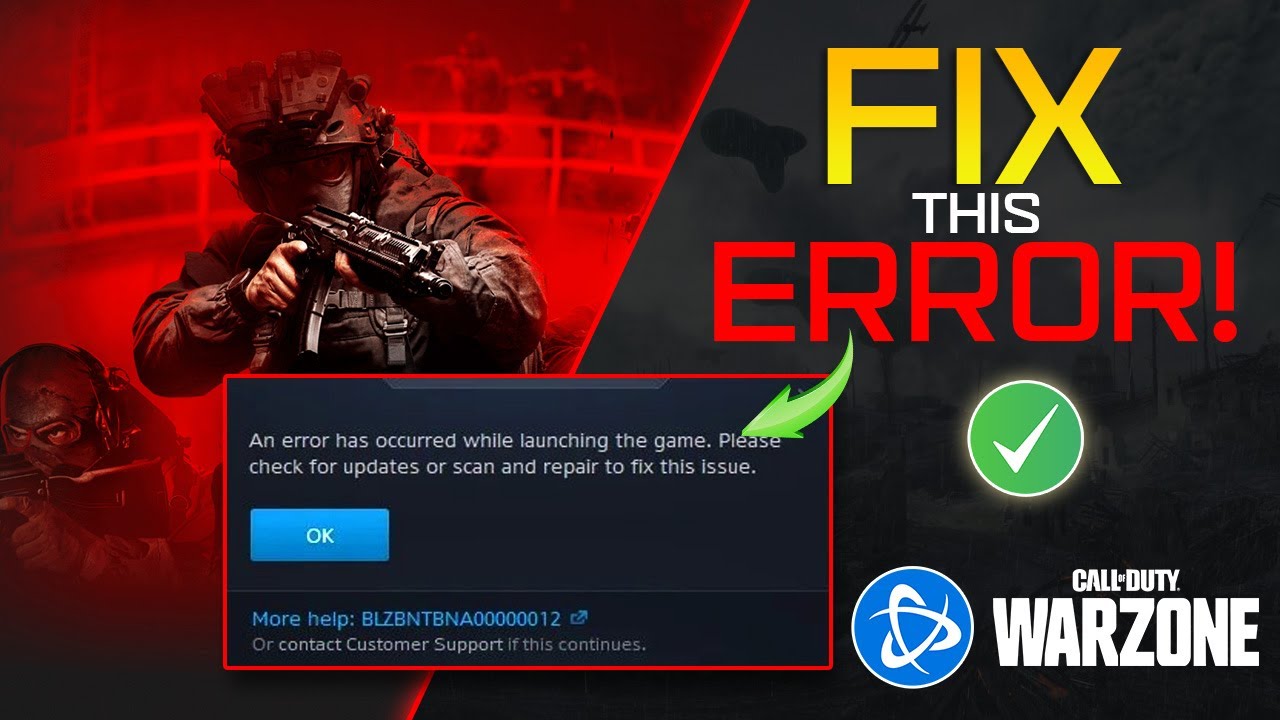 Как исправить ошибку BLZBNTBNA00000012 в COD Warzone на ПК
