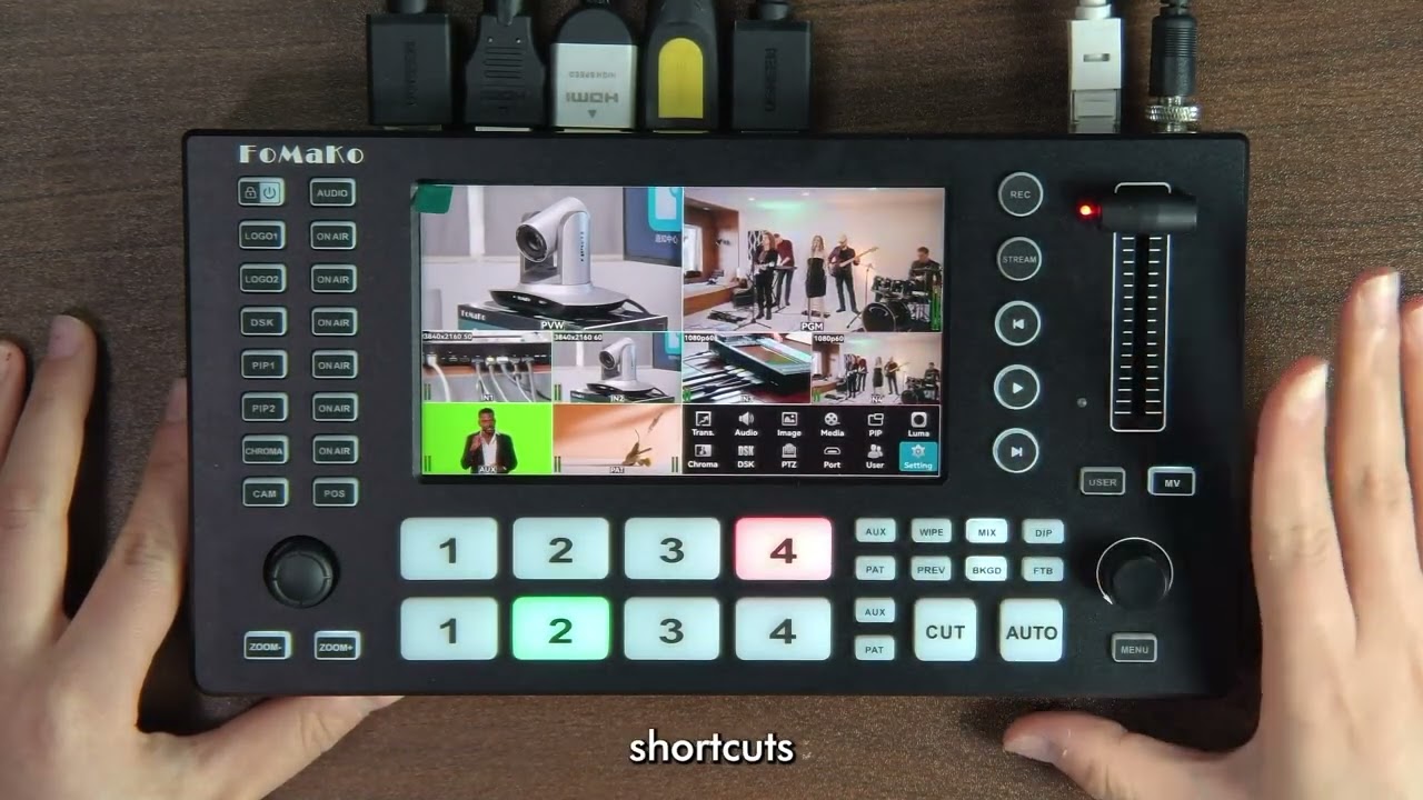 New! FoMaKo 5-CH 4K HDMI Multi-Cam Video Switcher M3 with PTZ Controller