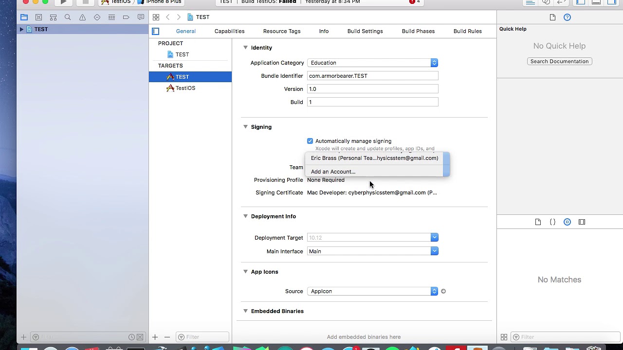 Older MacOS and Xcode Account Signing Problem