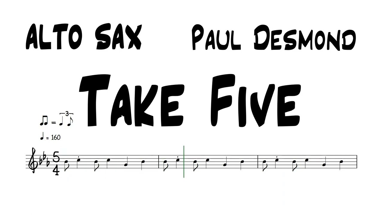 Take Five Alto Sax Sheet Music Backing Track Play Along Partitura