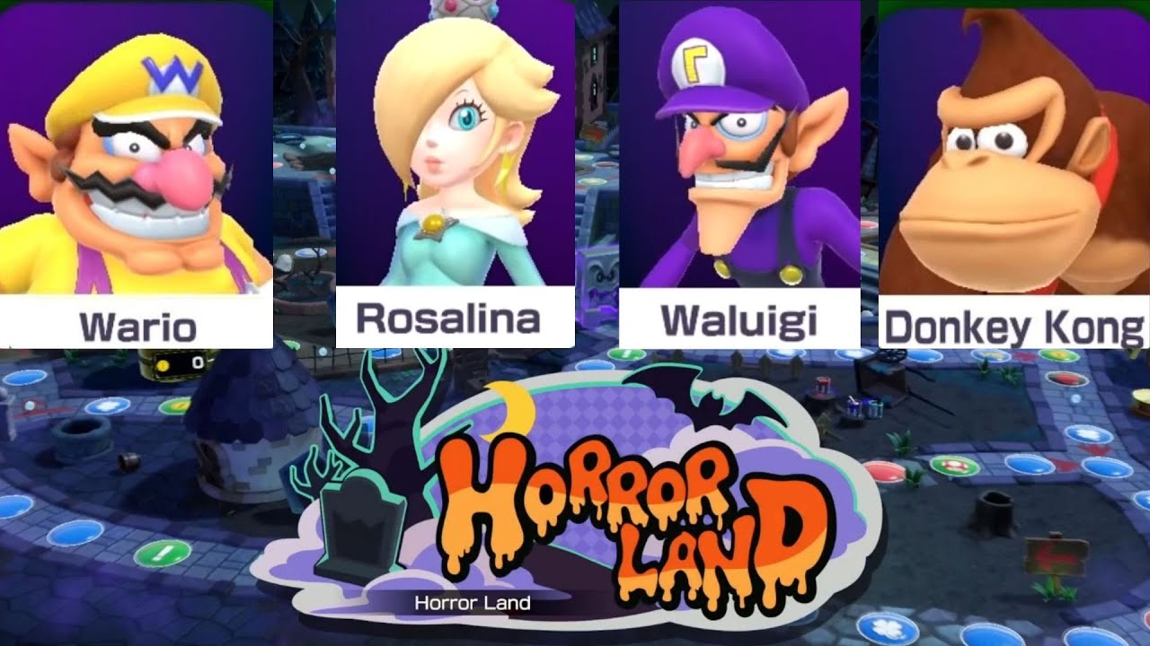 Mario Party Superstars - Horror Land - Wario VS Rosalina, Waluigi and Donkey Kong