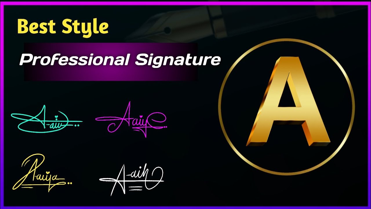 'A' signature style || How to draw signature for letter A || A letter simple style signature