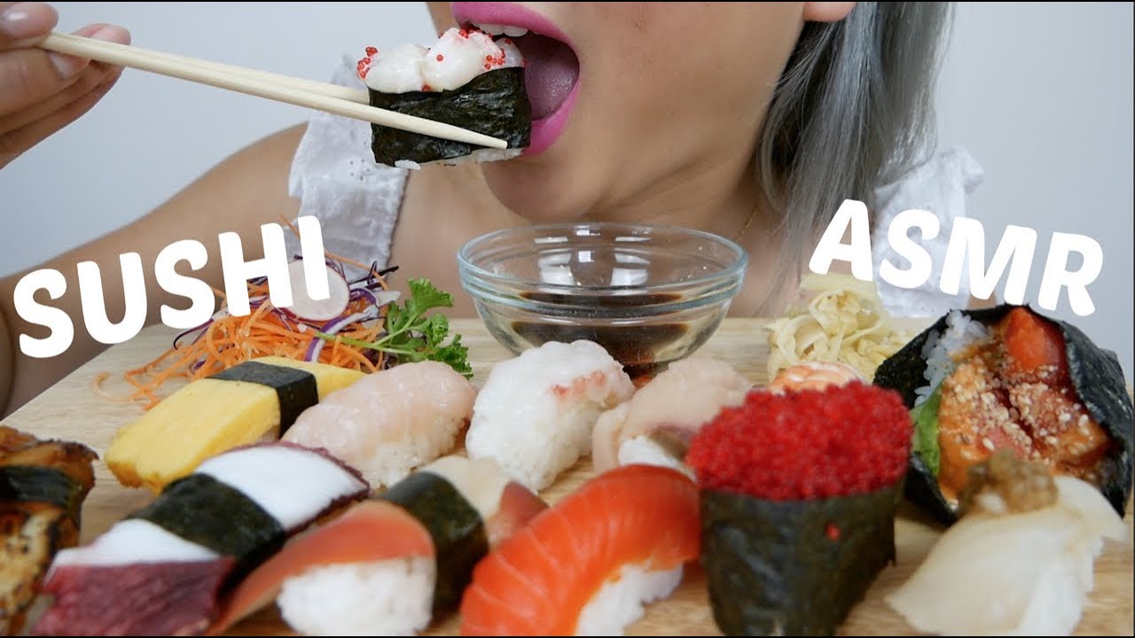 ASMR SUSHI *NO Talking Relaxing Eating Sounds | N.E Let's Eat