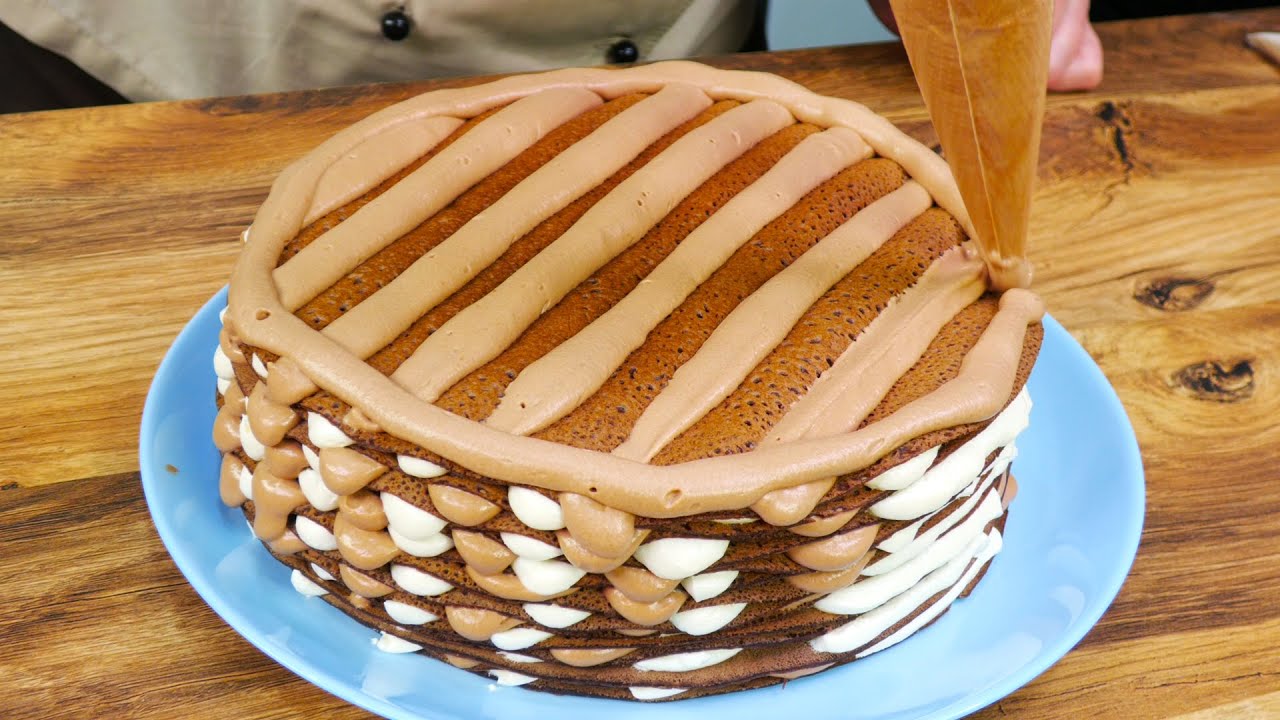Домашний блинный торт с двумя видами крема. Вкусно и духовка не нужна.