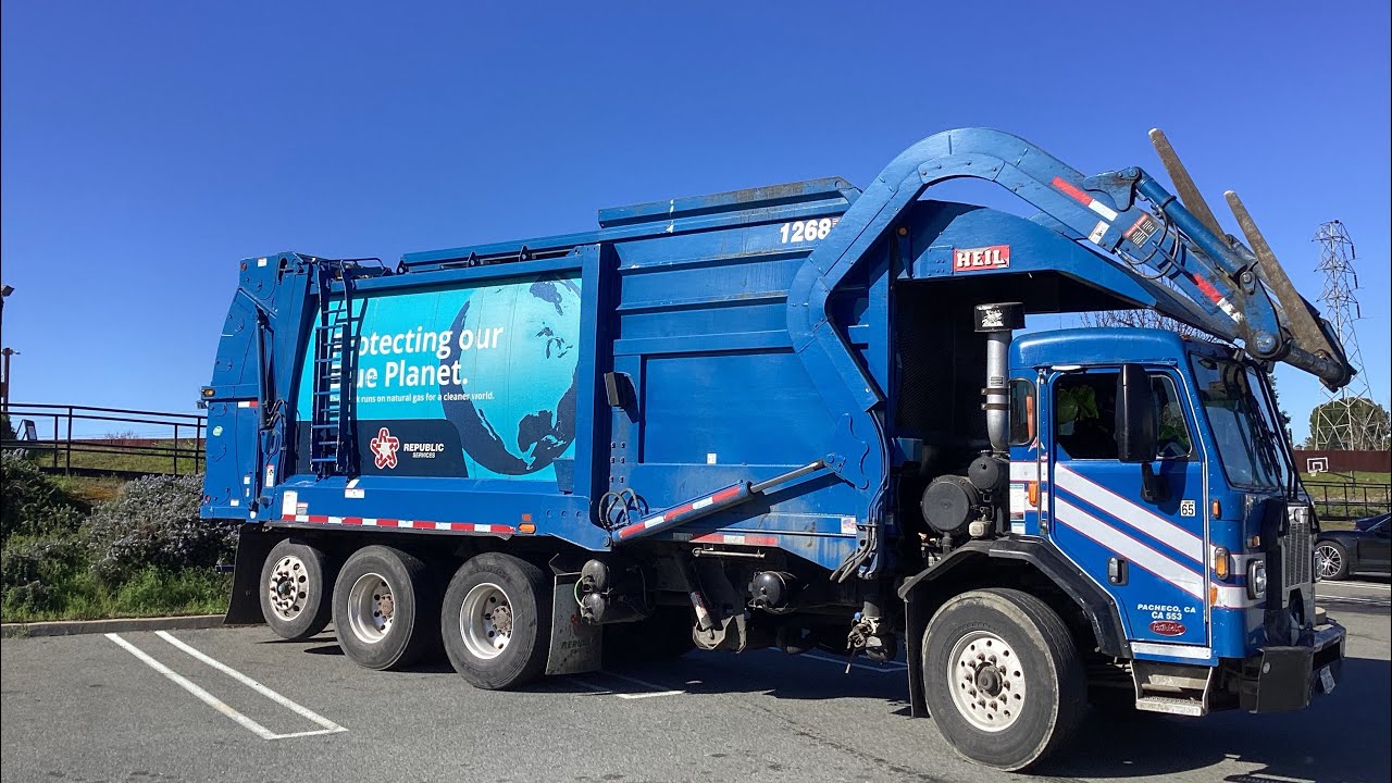 Heavy garbage pick up at the church on a sunny day
