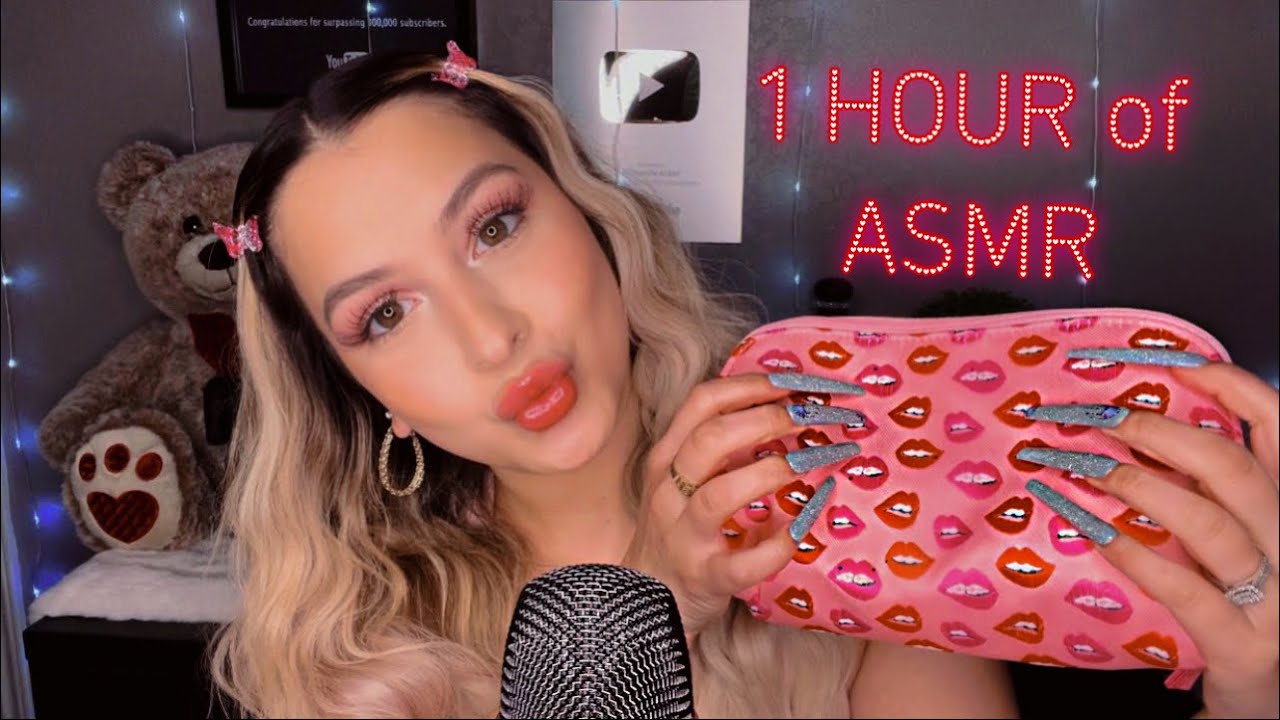 ASMR ✨1 hour✨of tapping with XL nails ~ unboxing beauty items 📦💄 soft whispers 💤