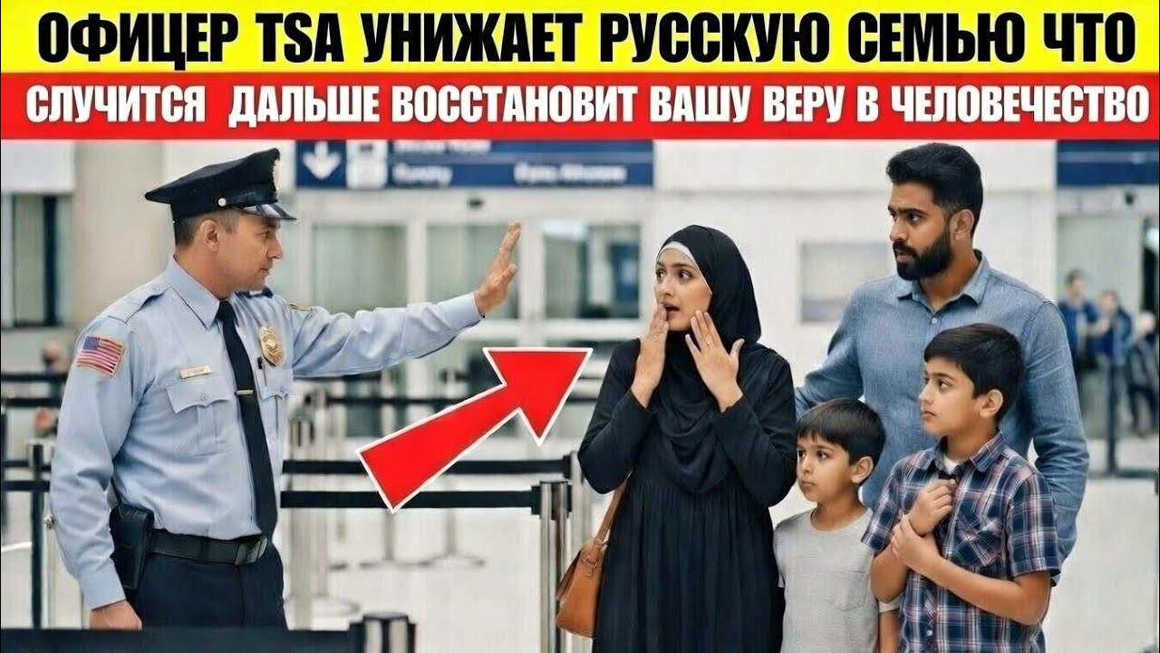 Сотрудник аэропорта придирается к мусульманской семье затем отец произносит 7слов,ивоцаряется тишина