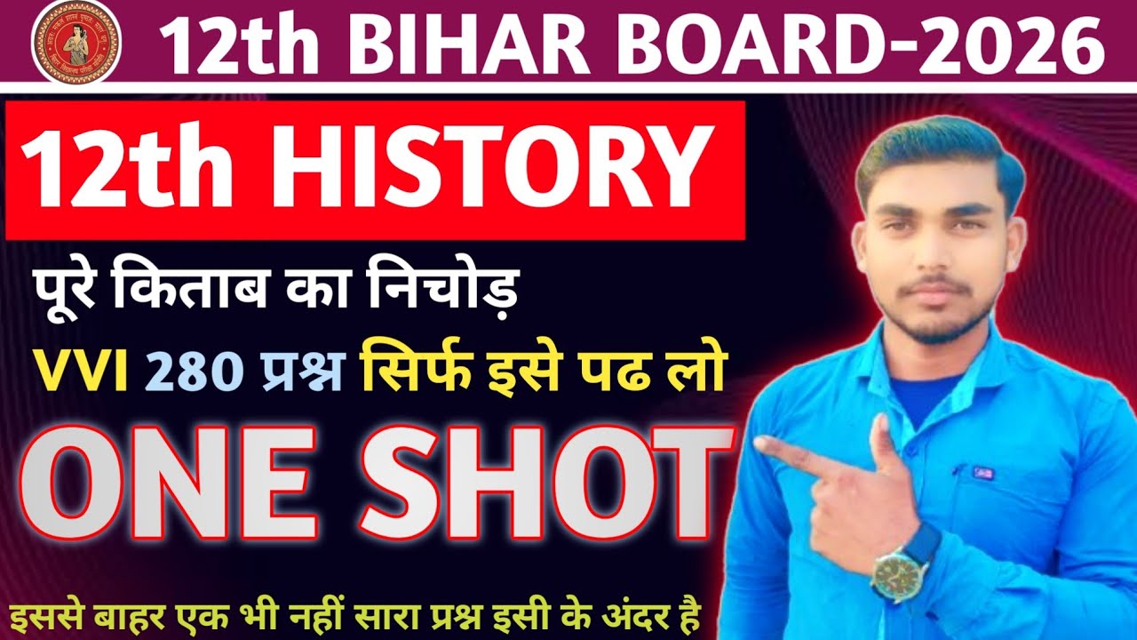 12th history Bihar board 2026 full book revision vvi objective