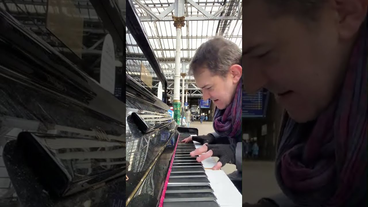 This piano must be pregnant now I banged it so hard 😂 Edinburgh Waverley Station street piano golden