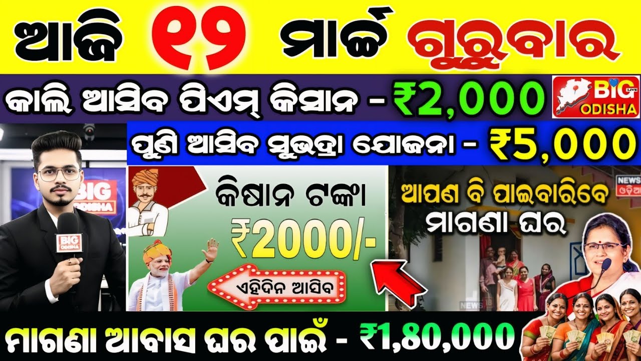 today's morning news odisha/12 march 2026/subhadra yojana online apply process/odisha news today.