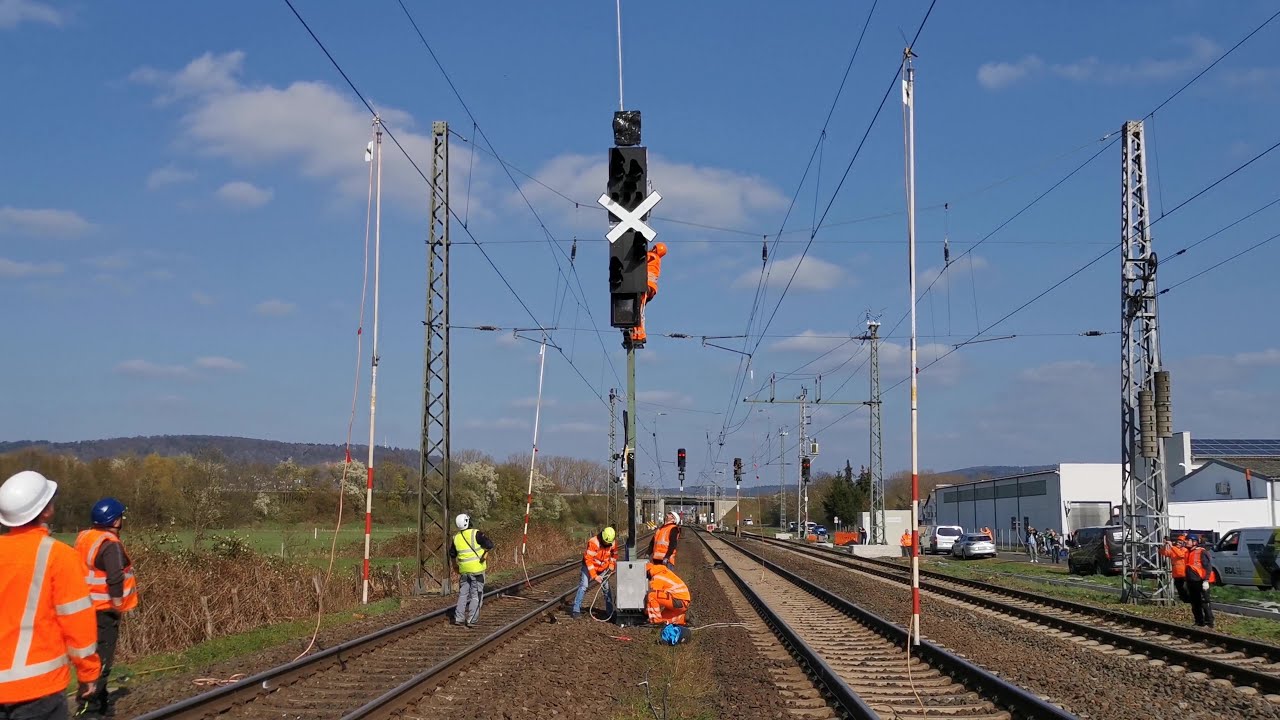 Signalaufstellung per Hubschrauber Estw Gelnhausen 4K