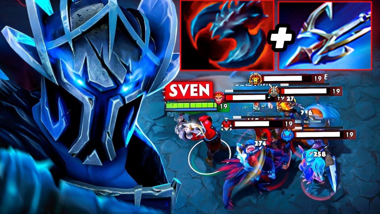 Brutal Burst Damage Sven 30Kills Harpoon + Satanic One Shot Rampage Dota 2