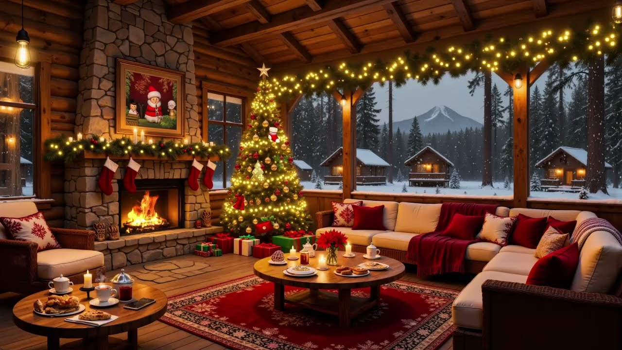 Relaxing Winter Jazz in the Forest ⛄🎄 Cozy Woodland Cabin Ambience & Soft Jazz Music for Studying