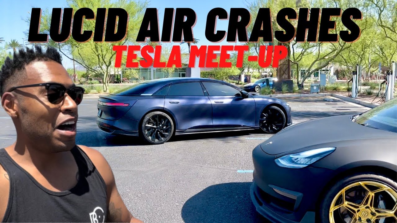 Lucid Air Crashes Our Tesla Meet Up | My First Time Behind The Wheel Of This Grand Touring Luxury EV