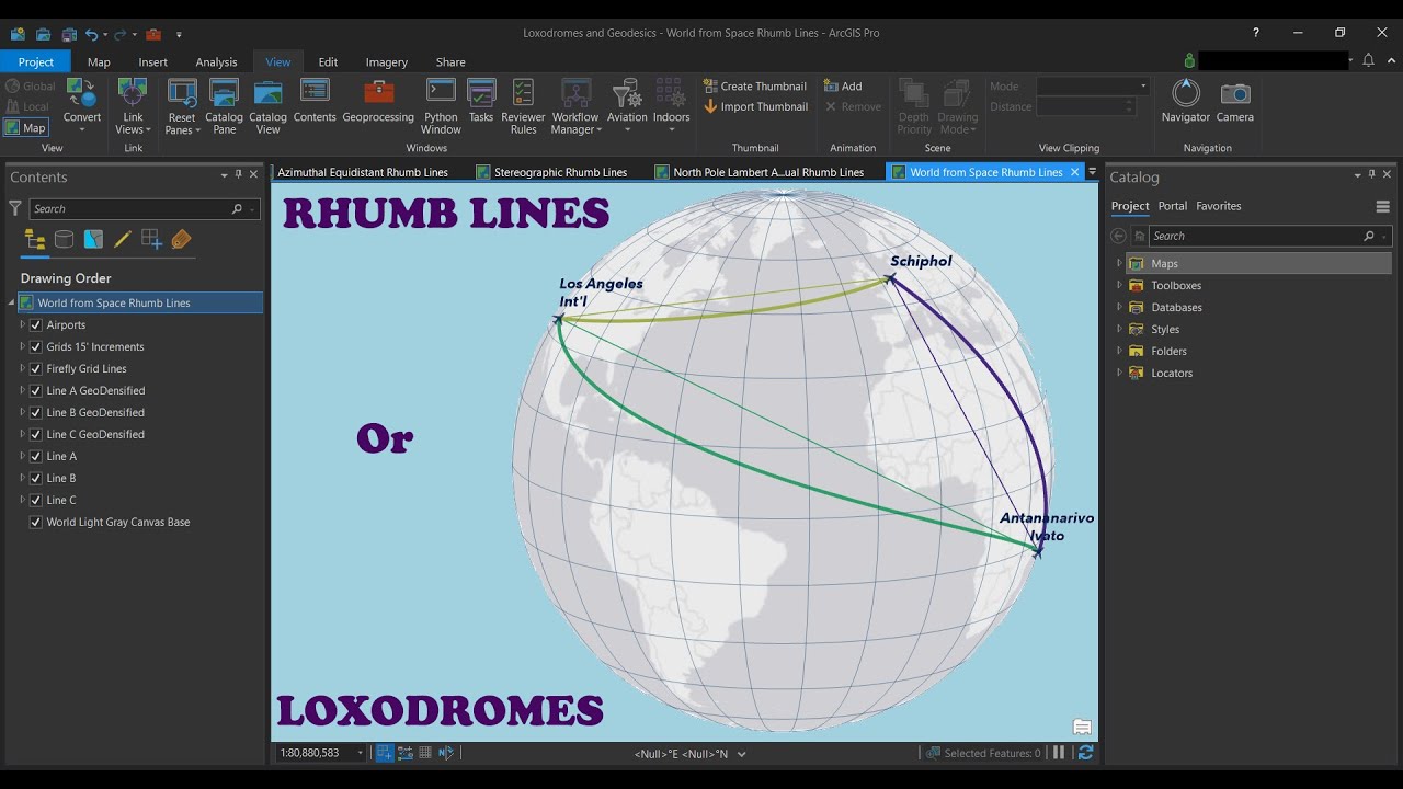 How to Rhumb Line or Loxodrome in ArcGIS Pro using various Set of #Projections