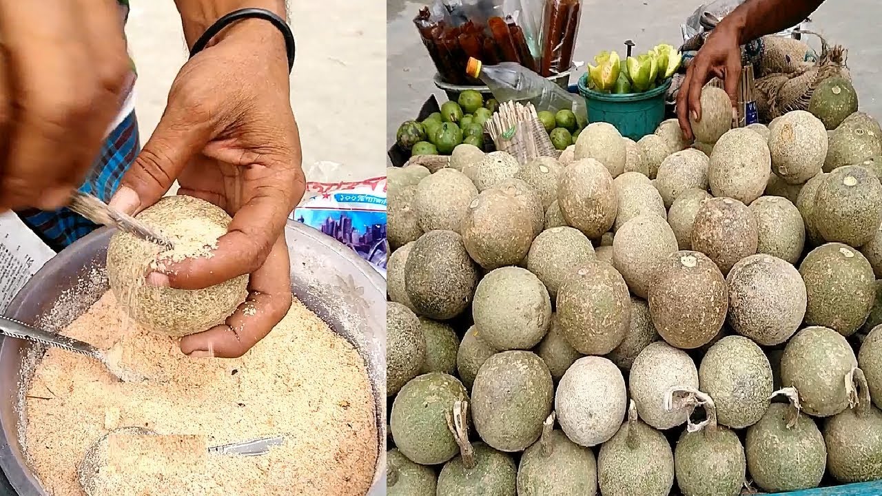 Tasty Masala Bel (Wood Apple) He King of Best Masala Kodbel Maker Popular Street Food in The World