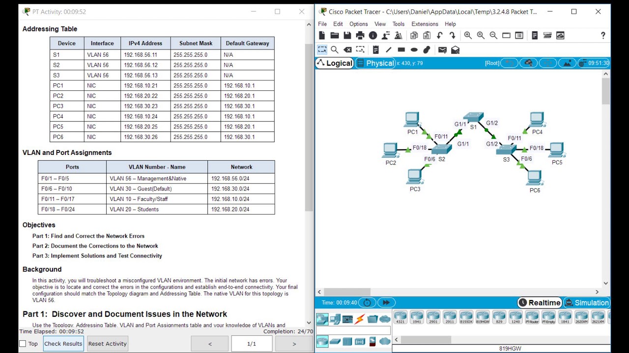 Packet Tracer Tutorials | 3.2.4.8 Troubleshooting a VLAN Implementation S2