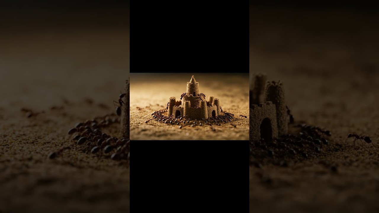 Ants making a miniature castle