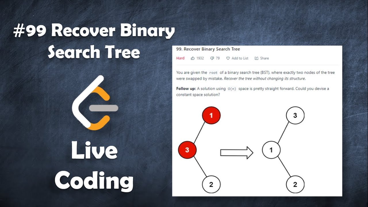 Recover Binary Search Tree (with Follow Up) | Live Coding with Explanation | Leetcode #99