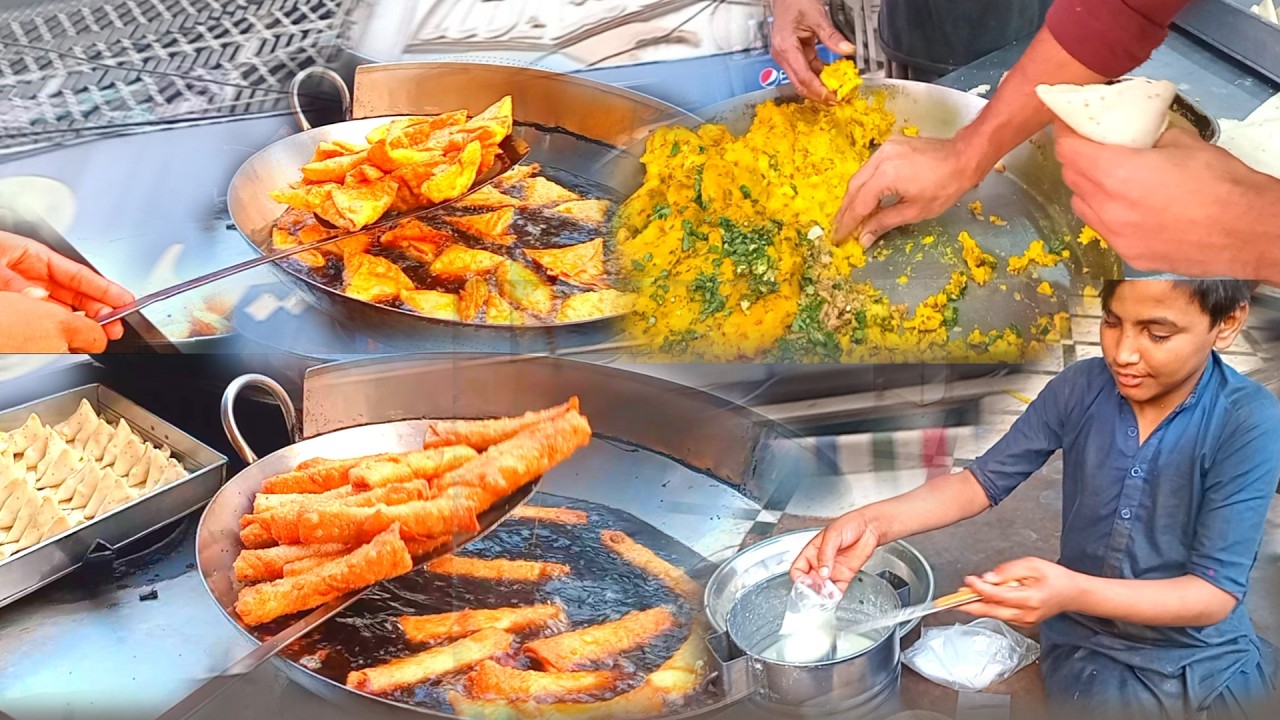 Roadside Street Food Evening Snacks Samosa & Roll Ka Zabardast Scene 😱🔥 | Live MAKING Street Food
