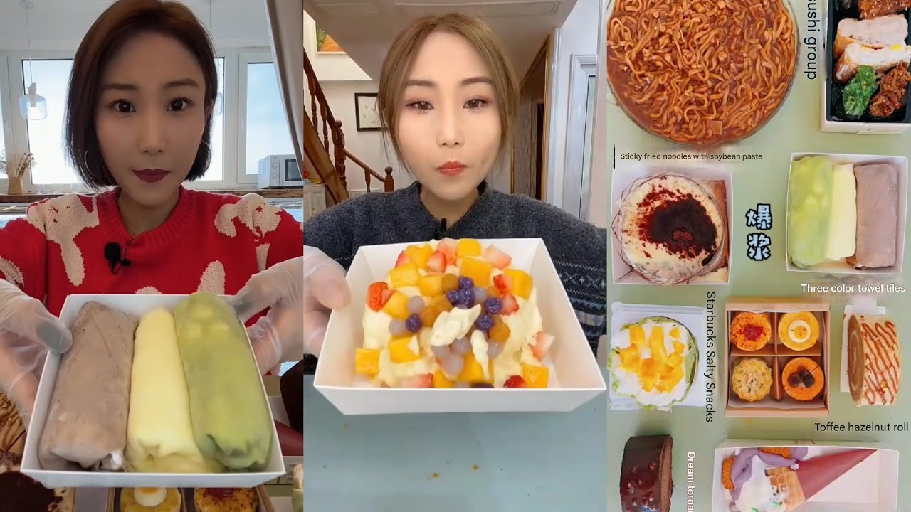 ASMR Delicious Dessert Mukbang | Crepe Roll,Cream Cake,Choco Roll | Satisfying Eating Sounds #asmr
