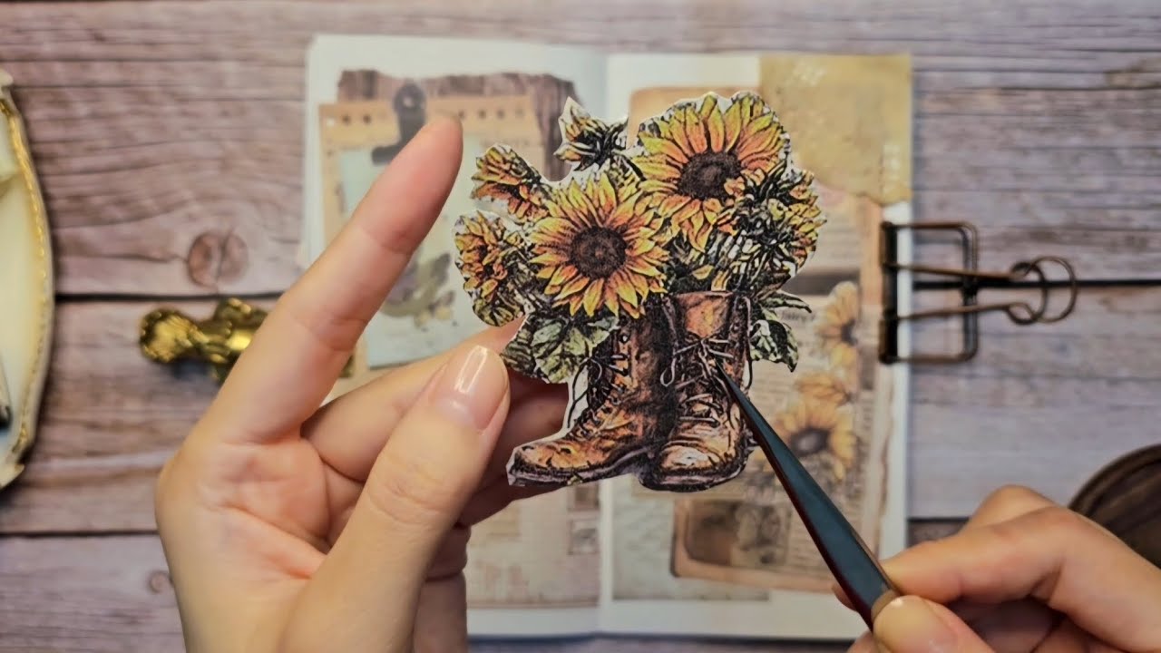 빈티지 해바라기🌻 | 다이어리 꾸미기 #scrapbooking ASMR