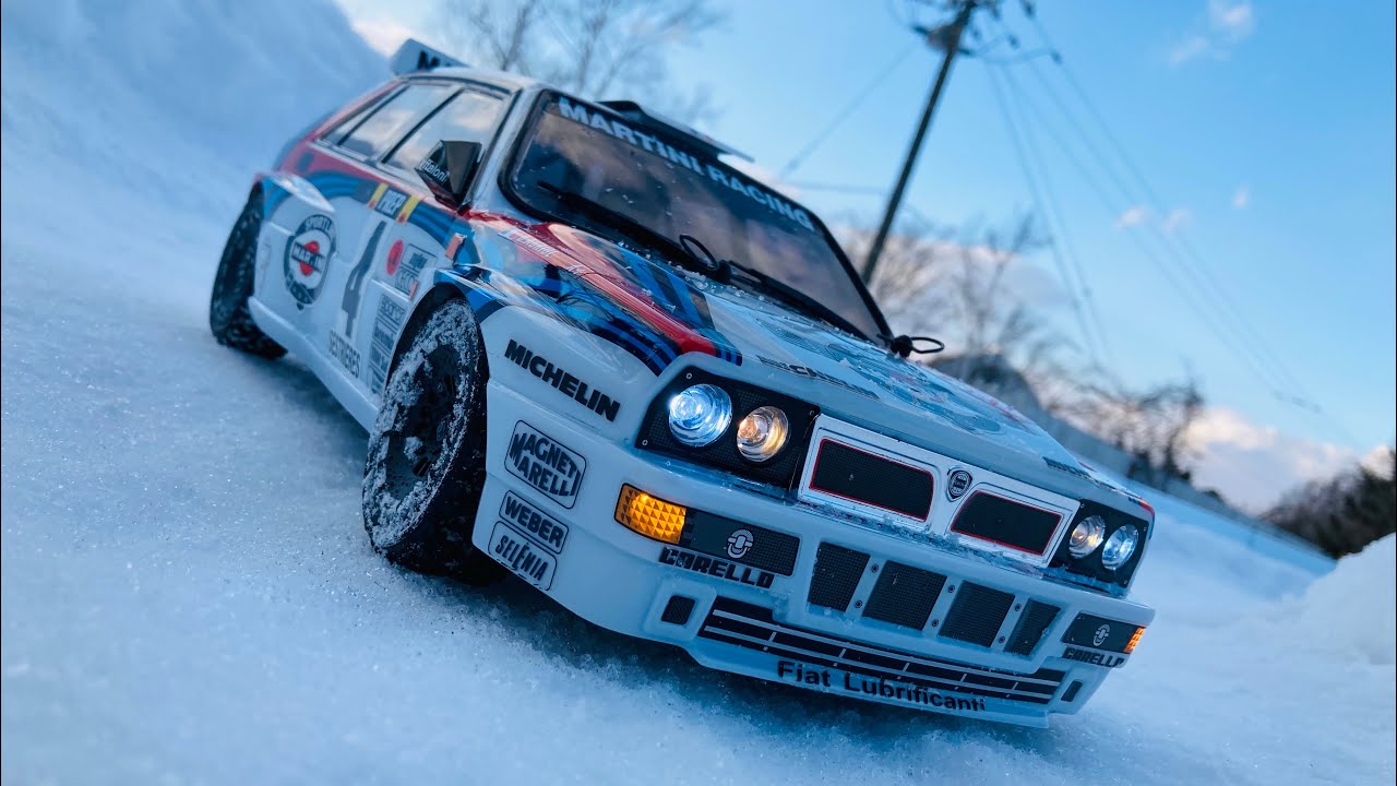 RCラジコンTAMIYAタミヤDF03Ra雪上スノーラリー雪ラリーSnowRally ランチアデルタLANCIA DELTA HF INTEGRALE WRC