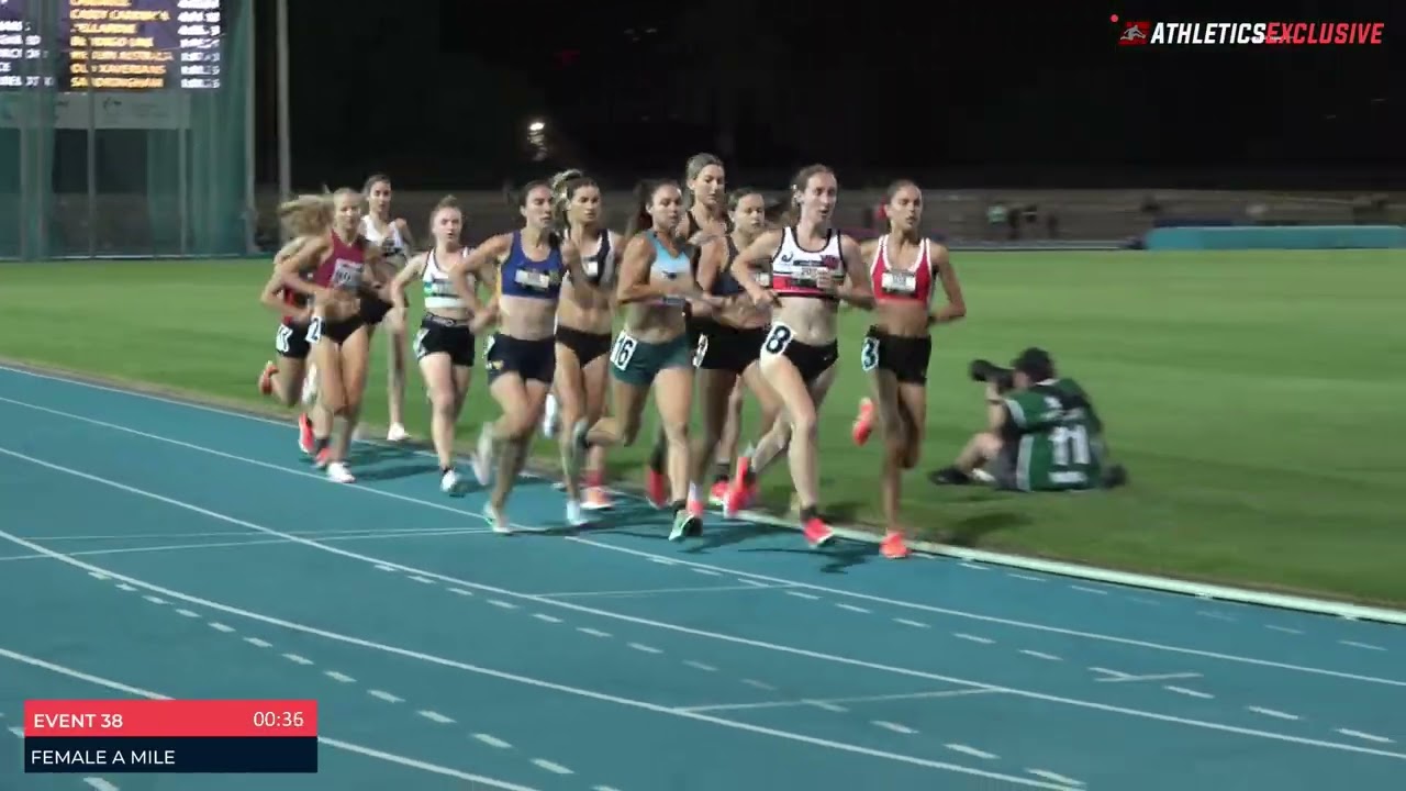 Imogen Baker wins the Female A Mile in 4:43.16: 2025-26 Victorian Milers Club - Meet 4