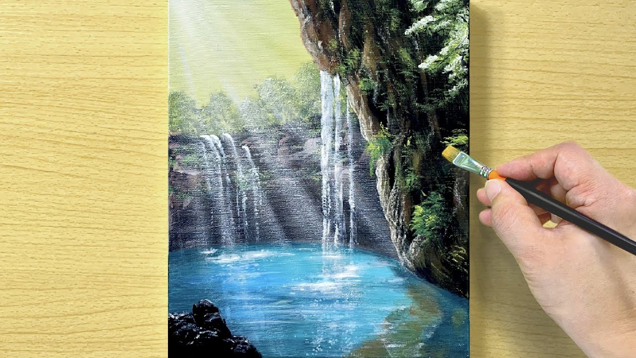 Beautiful Waterfall / Acrylic Painting / STEP by STEP #287 / 아름다운 폭포 아크릴화