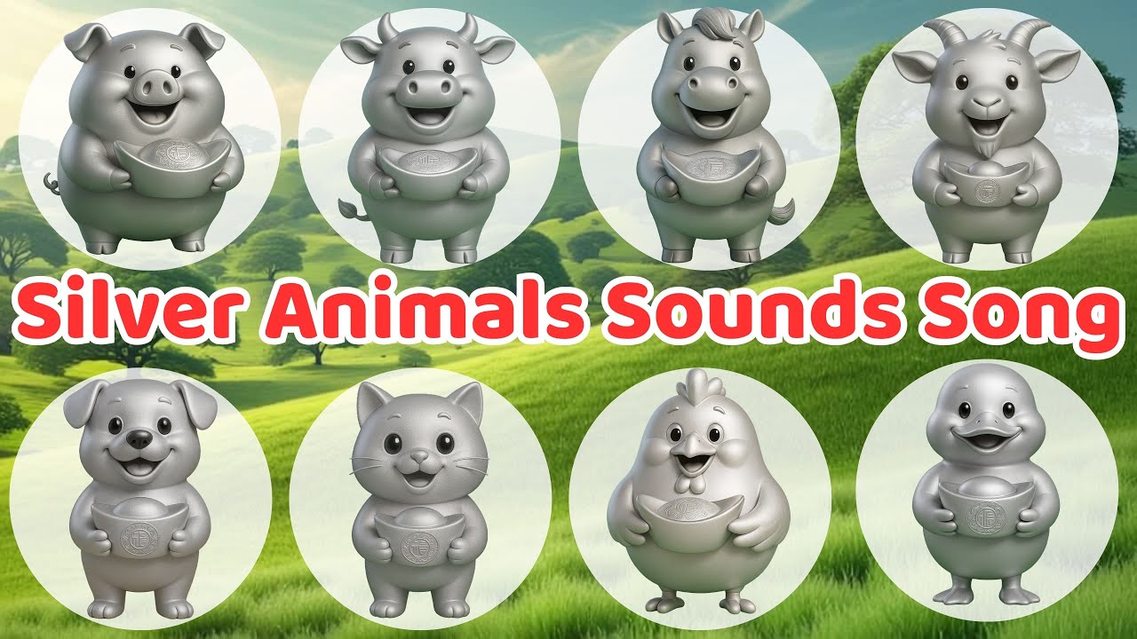 ✨ Silver Animals Holding Bars 🐘🐯 Learn English Sounds & Names | 36 Sparkly Friends! 🌟 Gon Gon Edu🐯