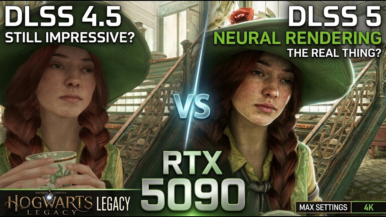 Тест NVIDIA DLSS 4.5 против DLSS 5 Neural Rendering в Hogwarts Legacy | RTX 5090
