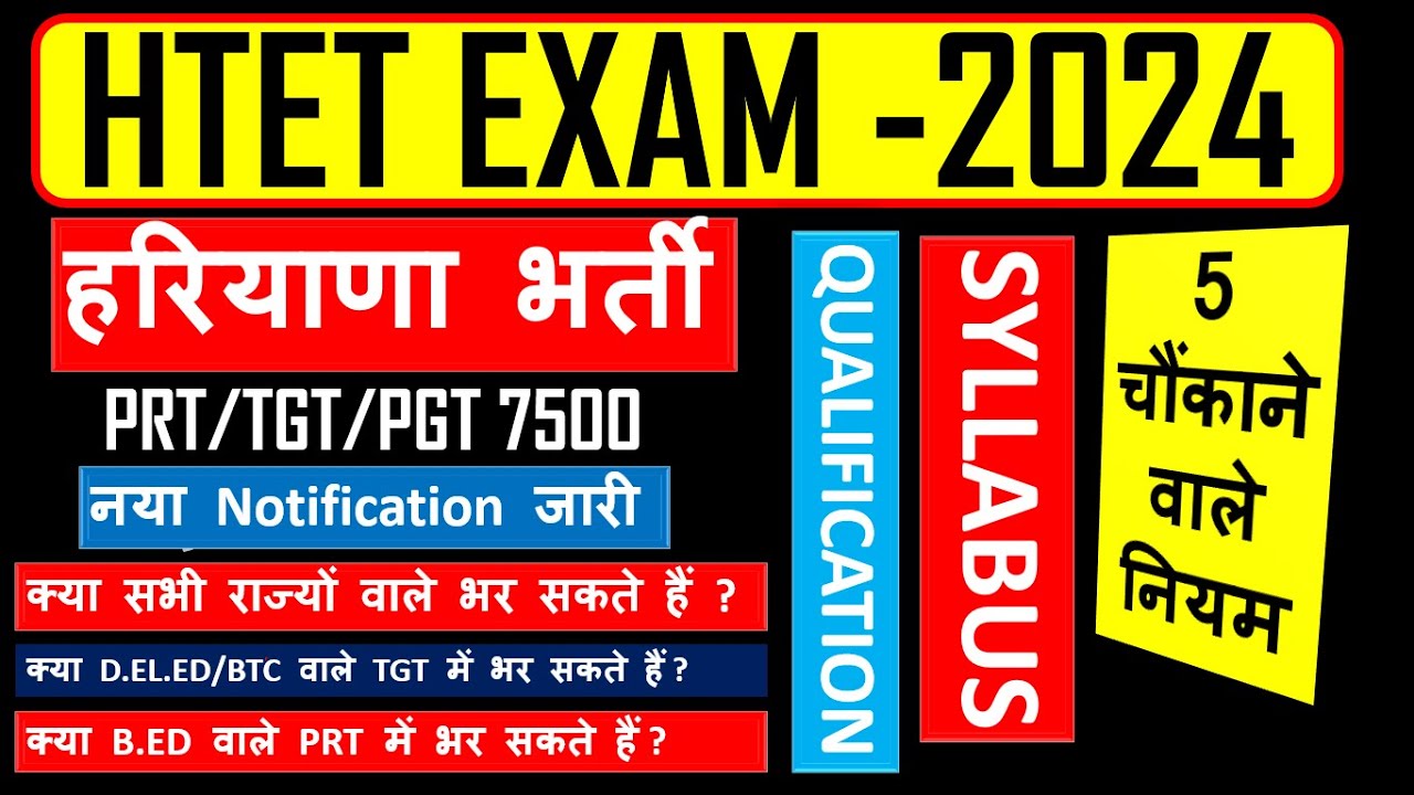 HTET 2024 Notification Out | HTET Syllabus/Form Fill Up/Eligibility & Exam Date Complete Details