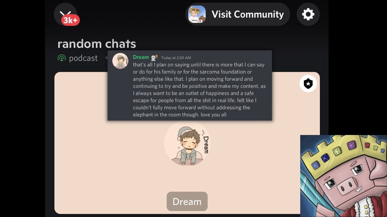 Dream's final words for Technoblade(discord podcast July 2)