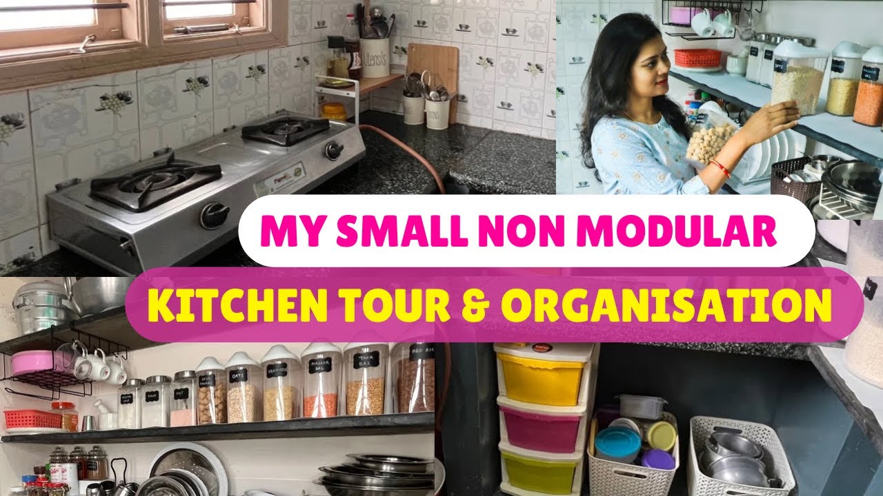 Small Rental Non-Modular Kitchen Tour | Minimal Open Kitchen Tour & Organisation | #mykitchentour