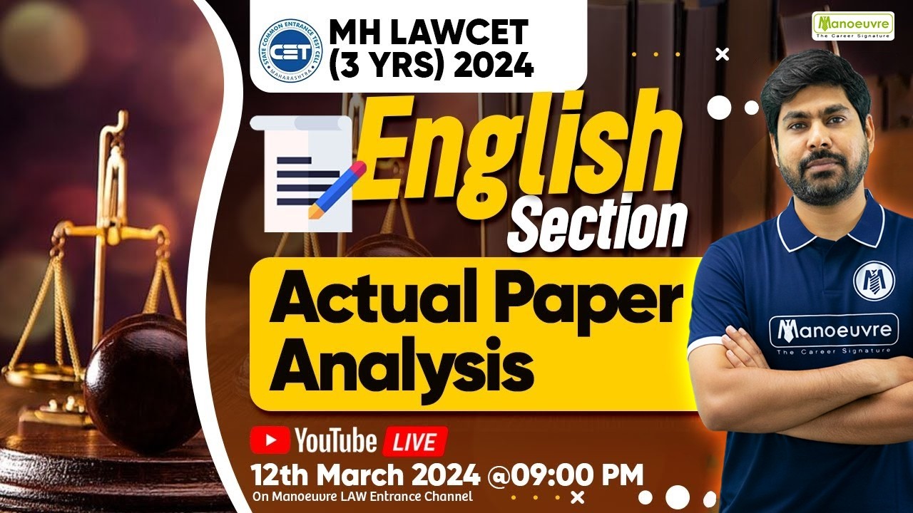 MH LAW CET (3 Yrs) 2024 - English Section Paper Analysis | Actual Question Solving | #law