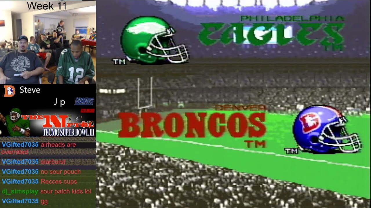 NFTGL s31e27 Denver Broncos at Philadelphia Eagles Tecmo Super Bowl III game 145