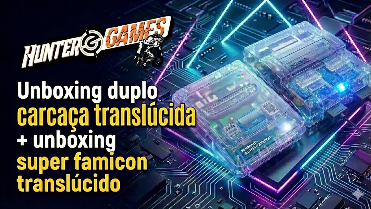 Unboxing carcaça transparente bitfunx super nes + Unboxing super famicon 001 da top games brasil