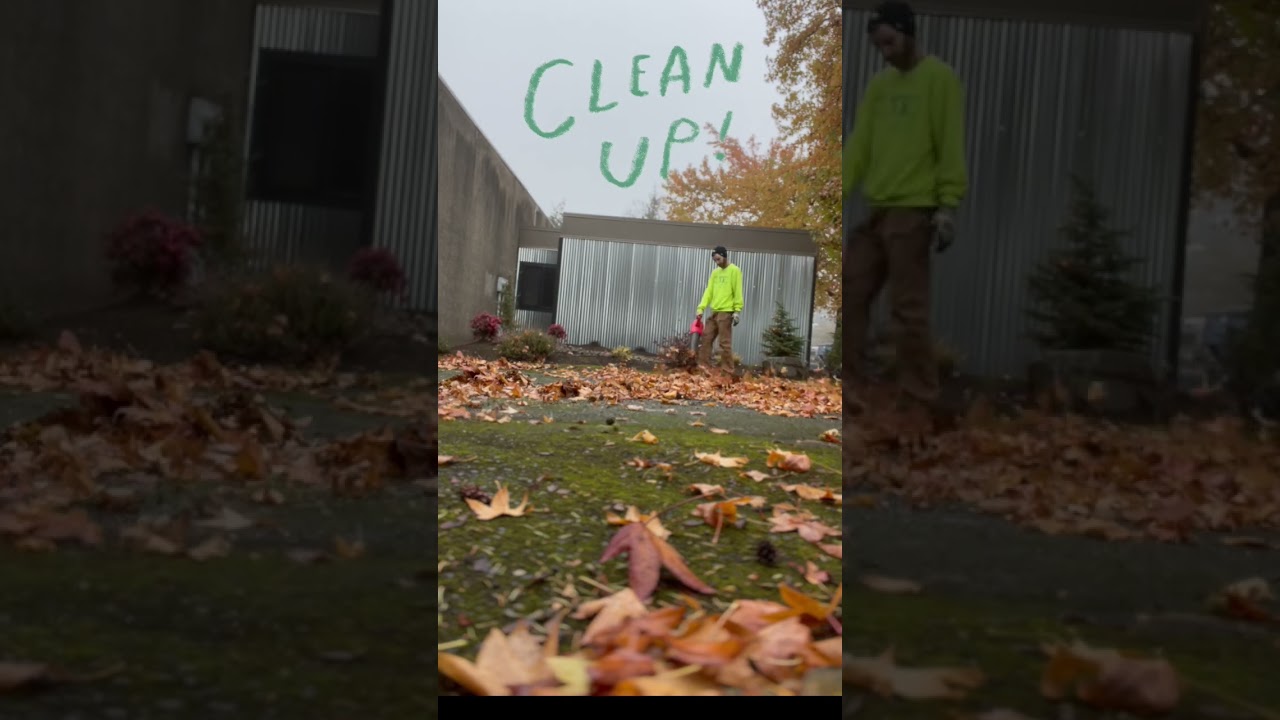Salem Oregon Leaves Being Blown Into Pile For Local Business - Giving Back To My Community