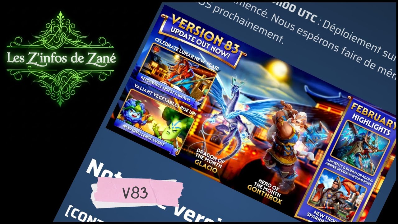 V83 : le menu de cette version 