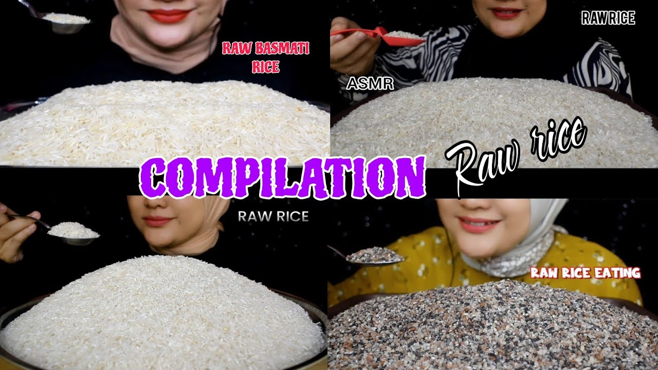 ASMR RAW RICE EATING|| COMPILATION RAW RICE EATING|| MAKAN BERAS MENTAH