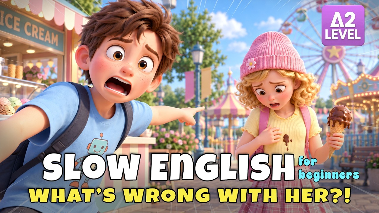 Leo Went to a Theme Park... Then He Helped a Girl in Trouble! | Slow English Listening (A2 Level)