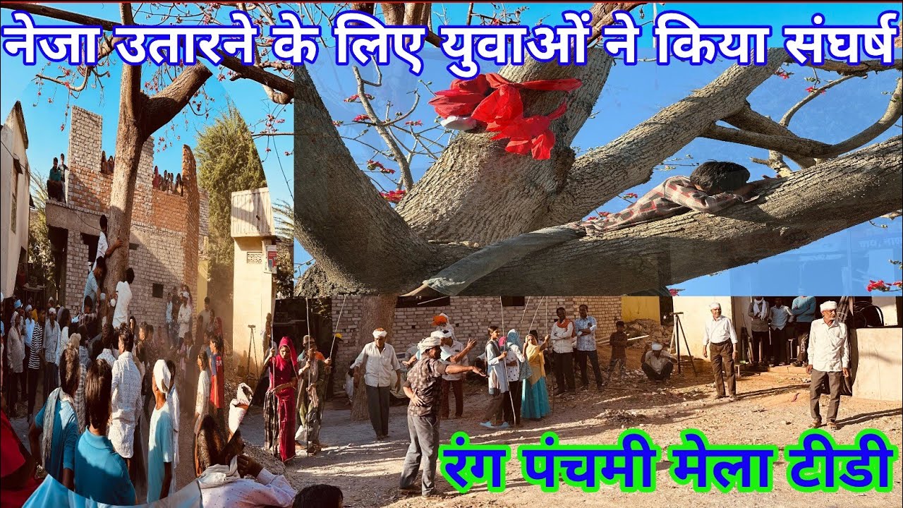 रंग पंचमी का मेला टीडी बस स्टैंड, नेजा उतारने के लिए युवाओं ने किया संघर्ष tidi bus stand mela, neja