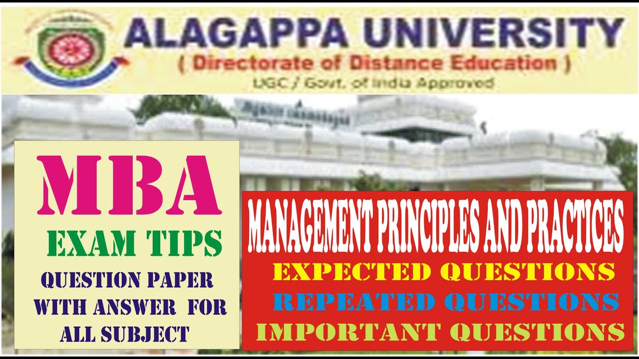 ALAGAPPA UNIVERSITY DD MBA EXAM TIPS,MANAGEMENT PRINCIPLES AND PRACTICES  EXAM QUESTION  WITH ANSWER