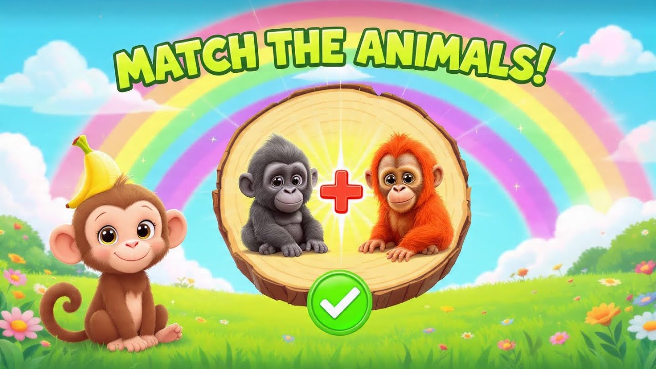 Animal Matching Halves Video for Kids 🐒 Learn & Match | Educational Puzzle 2026