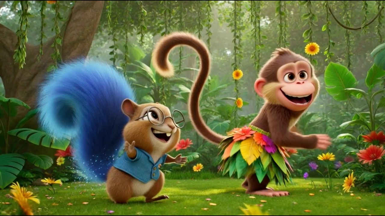Monkey Swing Swing Song| Fun Jungle Song with Chiku Squirrel | Kids Song - The Glow Crew