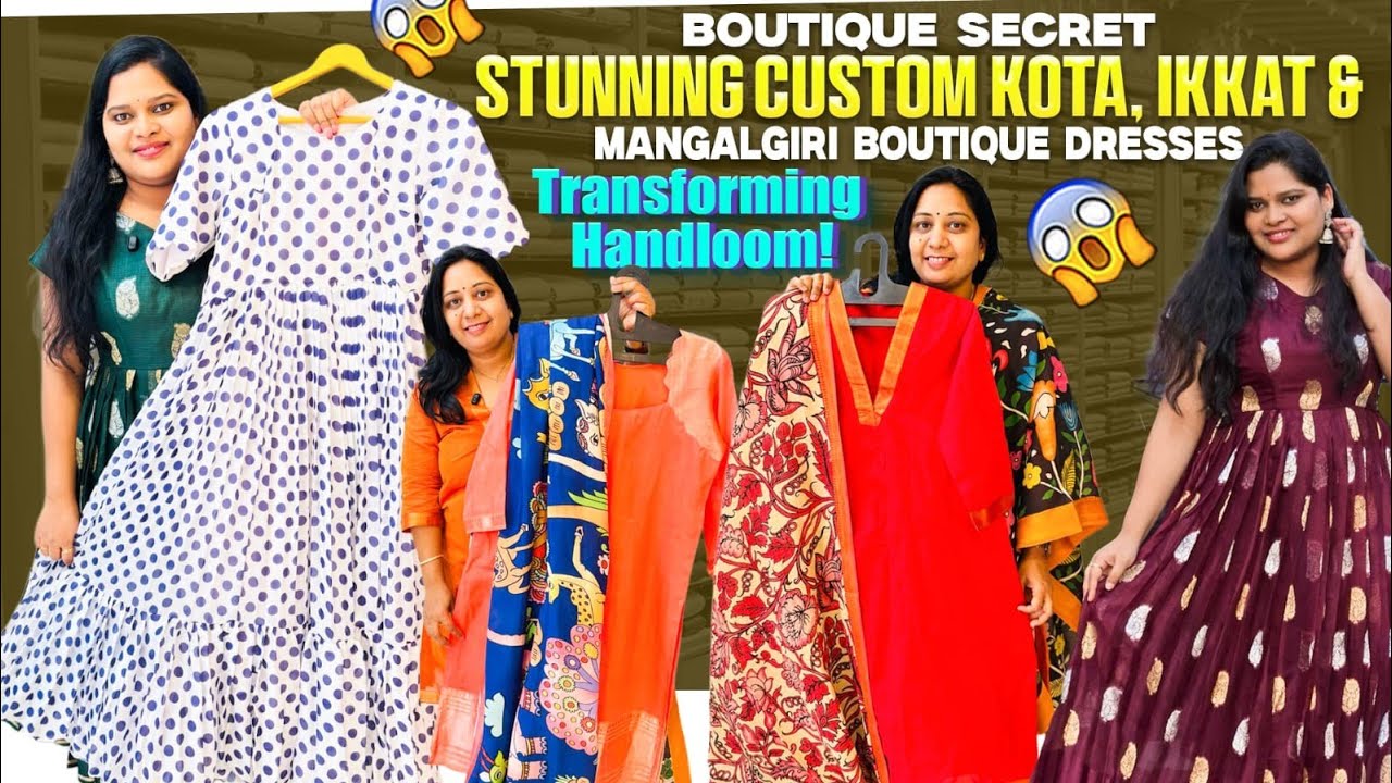 Boutique Secret: ✨ Stunning Custom Kota, Ikkat & Mangalgiri Boutique Dresses Transforming Handloom!