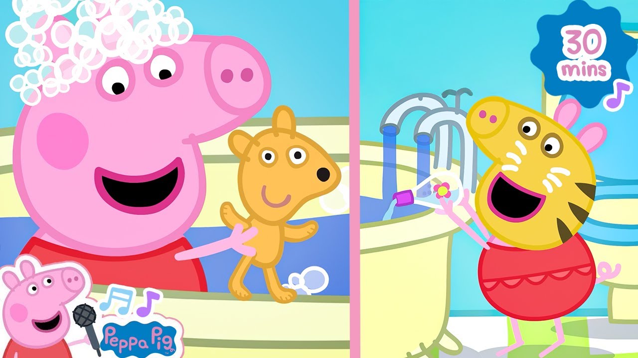 Peppa Pig The Cat Runs A Bath! 🐷🎵😸 Kids Songs & Nursery Rhymes | Peppa Pig Cartoon | Peppa Pig Music