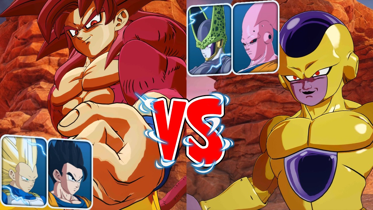 SZ: Goku DBD SSJ4/Vegeta DBD SSJ3/Gohan SNS vs Golden Freezer/Cell Super Perfetto/Super Bu (Gohan)