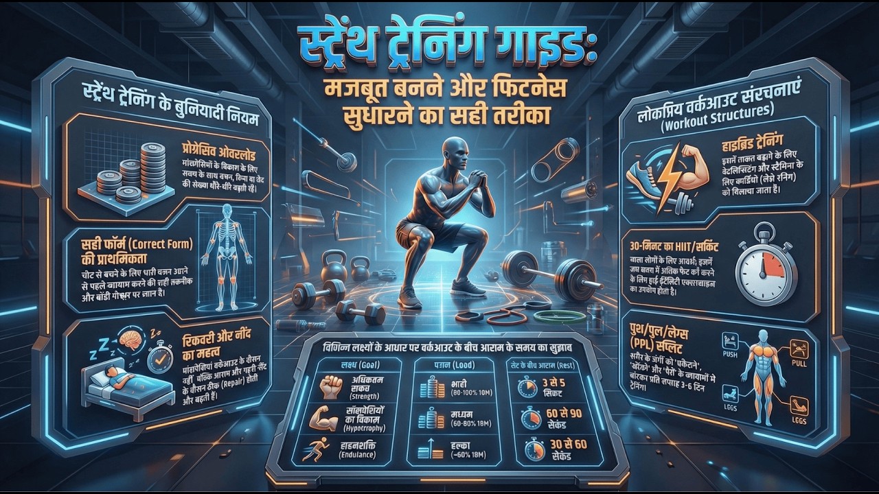 स्ट्रेंथ ट्रेनिंग गाइड | Muscle Gain, Fat Loss और Fitness सुधारने का सही तरीका 💪